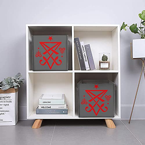 Occult Sigil of Lucifer PU Storage Box Organizing Cubes With Handles Basket Bins For Closet Toy