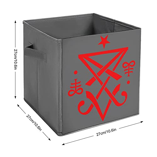 Occult Sigil of Lucifer PU Storage Box Organizing Cubes With Handles Basket Bins For Closet Toy