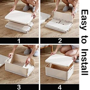 YunNasi Foldable Wardrobe Storage Box Organiser Basket Containers with Handles Folding Stackable Storage for Home,Office,Nursery School Shelf Baskets to Tidy clothes,Toys,Snacks,Books,Cosmetics (17in(L)*13in(W)*9.65in(H))