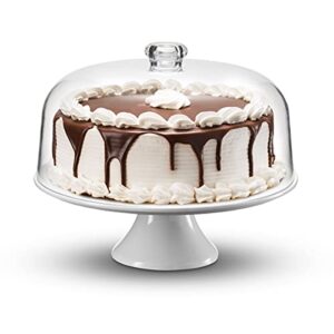 godinger cake stand, ceramic footed cake plate server with shatterproof acrylic dome lid