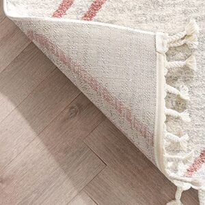 Well Woven Merri Pink Ivory Geometric Stripes Pattern Stain-Resistant Area Rug 5x7 (5'3" x 7'3")