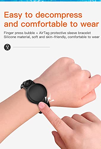AirTag Holder Wristband for Apple AirTag 2021,Airtag Case Air tag Holder, 2 Pack Waterproof Silicone Airtag Bracelet for Kids, Airtag Accessories Anti-Lost Toddler Children (Black,Grey)