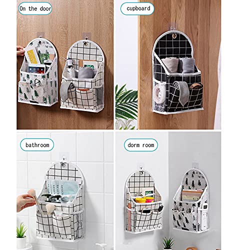 UJLN Wall Hanging Storage Bag, Waterproof Over The Door Closet Organizer Hanging Pocket Linen Cotton Organizer Box Containers for Bedroom, Bathroom, Kitchen, Office (TPYE D)