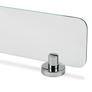 Croydex Metra Flexi-Fix Easy Fit Screw or Glue Glass Bathroom Shelf, 4.9in x 25.1in x 3.1in, Chrome