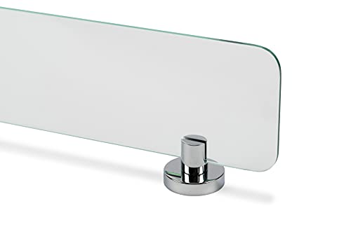 Croydex Metra Flexi-Fix Easy Fit Screw or Glue Glass Bathroom Shelf, 4.9in x 25.1in x 3.1in, Chrome