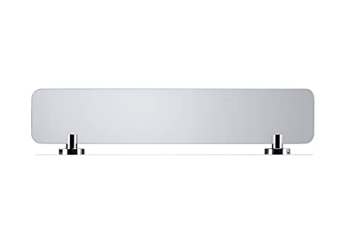 Croydex Metra Flexi-Fix Easy Fit Screw or Glue Glass Bathroom Shelf, 4.9in x 25.1in x 3.1in, Chrome