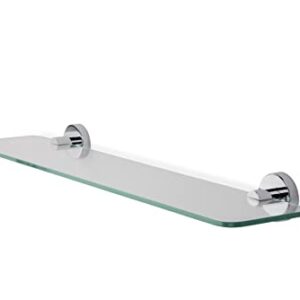 Croydex Metra Flexi-Fix Easy Fit Screw or Glue Glass Bathroom Shelf, 4.9in x 25.1in x 3.1in, Chrome