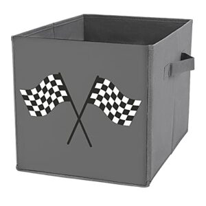 checkered racing flag pu storage box organizing cubes with handles basket bins for closet toy