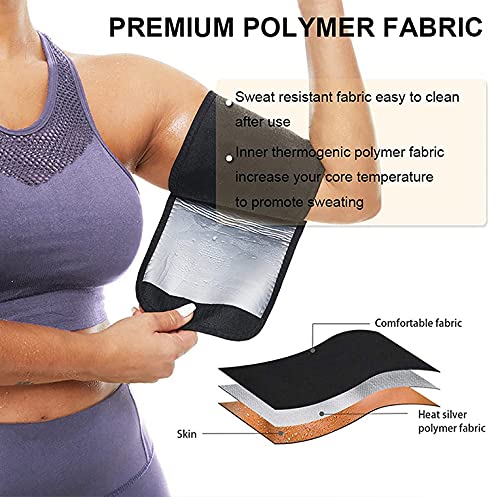 Arm Trimmers for Women Pair Sauna Sweat Arm Shaper Bands Adjustable Compression Sleeves Wraps For Sports Workout (Silver)