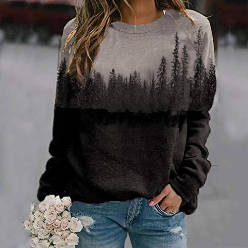 Masbird Women's Tie Dye Coloblock Cute Cow Printed Hooded Sweatshirts Casual Pocket Pullover Long Sleeve Shirts Hoodies Gray