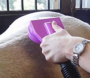 CurryVac Vacuum Powered Horse Curry Removes Hair Dirt and Dander, Massages Coat, Use Like a Soft Brush