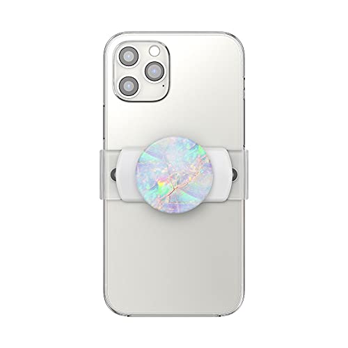 PopSockets: Phone Grip Slide for Phones and Cases, Sliding Phone Grip with Expanding Kickstand, Square Edges - White Opalescent