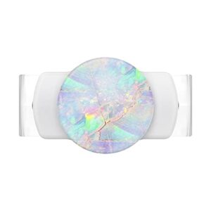 PopSockets: Phone Grip Slide for Phones and Cases, Sliding Phone Grip with Expanding Kickstand, Square Edges - White Opalescent