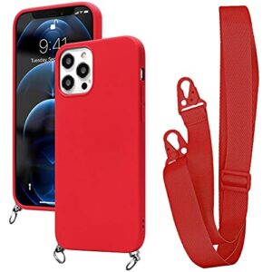 Yoedge Crossbody Case for Samsung Galaxy A72 (4G-5G) [ 6.7" ] with Adjustable Neck Cord Lanyard Strap - Soft Silicone Shockproof Protective Cover with Lovely Design Pattern - Red