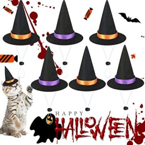 6 pieces halloween cat witch hat puppy halloween cosplay witch hats with adjustable elastic chin strap for pets cats small dogs cosplay outfit halloween costume party decoration accessories, 2 styles
