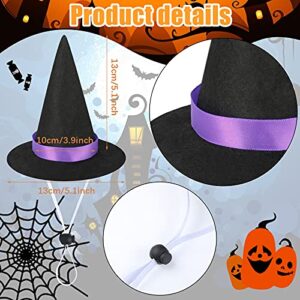 6 Pieces Halloween Cat Witch Hat Puppy Halloween Cosplay Witch Hats with Adjustable Elastic Chin Strap for Pets Cats Small Dogs Cosplay Outfit Halloween Costume Party Decoration Accessories, 2 Styles