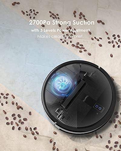 Thamtu G10 Robot Vacuum with 2700Pa Strong Suction, Super-Thin Robotic Vacuum Cleaner, Compatible with Alexa, Clean Schedule, Self-Charging, Ideal for Pet Hair, Hard Floor, Medium-Pile Carpet (Sliver)