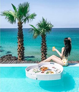 heart-shaped floating tray luxury floating serving tray table and swimming pool floats for adults for sandbars, spas, bath, and parties serving drinks, brunch, food on the water,white