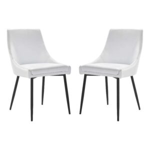 modway viscount vegan leather side dining chairs-set of 2, black white