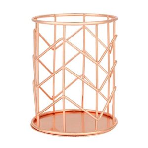 uxzdx new gold wrought iron storage basket rose gold office multifunctional desktop simple tableware storage pen holder (color : rose gold)