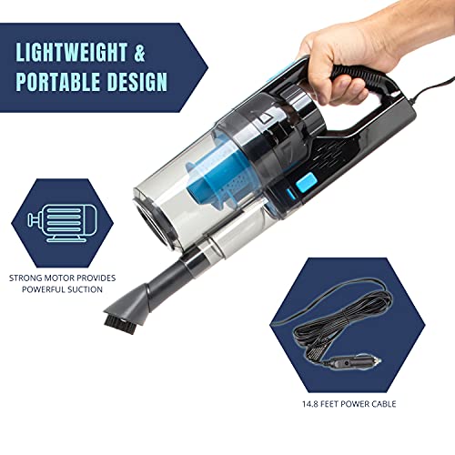 NEIKO 53730A Portable Car Vacuum Cleaner Wet Dry, Wet Vacuum Cleaner for Car or Vehicle, High Power, and Small Vacuum for Car Detailing, 12V Car Vacuum by DC Power, Works Best for Automotive or Boat