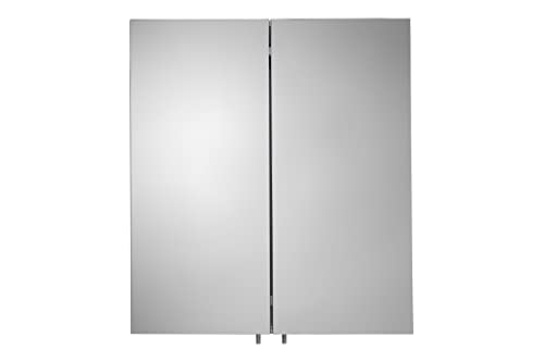 Croydex Finchley Double Door, Surface Mount Flexi-Fix Easy Hanging System Medicine Cabinet, 24 in (W) x 26 in (H) Stainless Steel