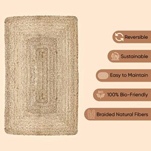 Jute Cotton Rag Rug 2X3' | Hand Woven Rug | Living Room Rugs | Kitchen Rugs | Jute Burlap Rag Rug 24x36 inch | Rustic Rug | Natural Rug | Runner Rugs | Entry Way Rugs(Rect W-2 x L-3 Feet)