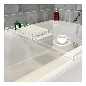 yoganhjat bathtub tray caddy acrylic bath tray, anti-slip wine glass book holder bath tub table caddy for home bathrooms organizer shelf luxury most baths,white,82x20cm