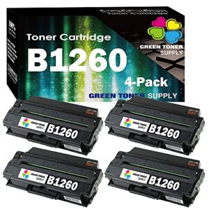 4-pack 4xblack green toner supply compatible for dell 1260 toner cartridge b1260x4 work with b1260 b1260dn b1265dn b1265dnf b1265dfw mono printer