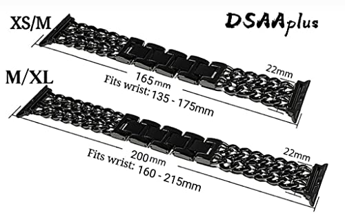 DSAAplus Compatible With Apple Watch Band 38mm 40mm 41mm 42mm 44mm 45mm 49mm,Stainless Steel Metal Cowboy Chain Style Replacement iWatch Series 8 7 6 5 4 3 2 1 Ultra SE2 SE Strap Wristband XS~XL(D yellow gold, 38/40/41mm(XS/M))