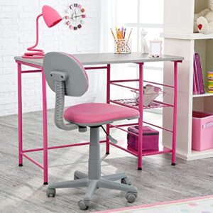 calico designs study zone ii student desk and task chair 2 piece set, pink