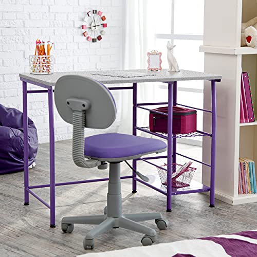 Calico Designs Study Zone II Student Desk and Task Chair 2 Piece Set, Purple