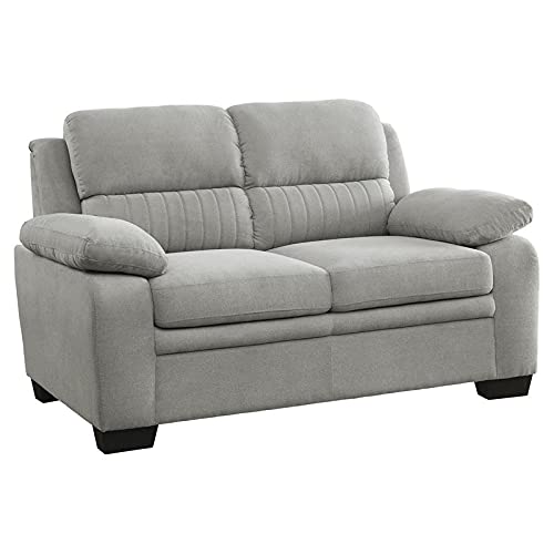 Lexicon Holleman 58" Polyester Fabric Loveseat with Exposed Legs in Light Gray