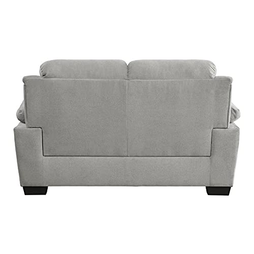 Lexicon Holleman 58" Polyester Fabric Loveseat with Exposed Legs in Light Gray