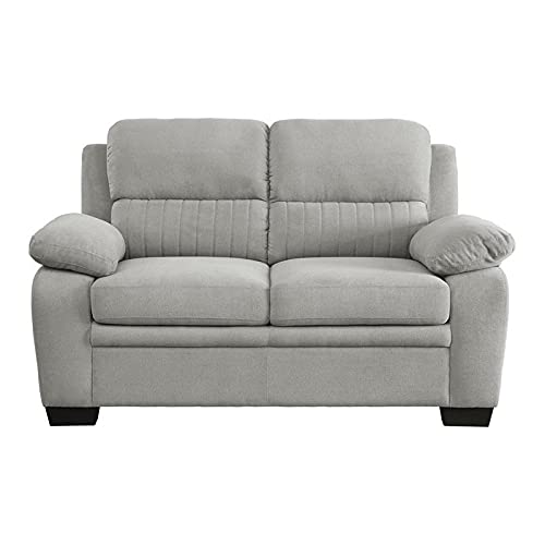 Lexicon Holleman 58" Polyester Fabric Loveseat with Exposed Legs in Light Gray