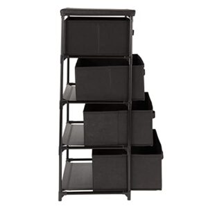 Juvale Black 4 Drawer Dresser, Fabric Clothes Storage Stand for Bedroom, Nursery, Closet Organizer Unit (16.5 x 13 in)