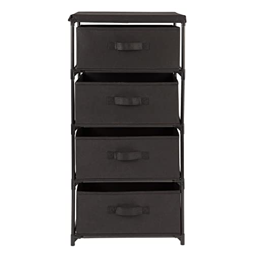 Juvale Black 4 Drawer Dresser, Fabric Clothes Storage Stand for Bedroom, Nursery, Closet Organizer Unit (16.5 x 13 in)