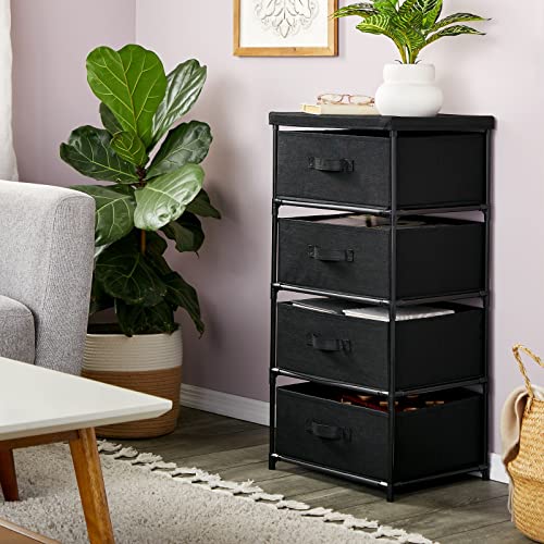 Juvale Black 4 Drawer Dresser, Fabric Clothes Storage Stand for Bedroom, Nursery, Closet Organizer Unit (16.5 x 13 in)