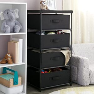 Juvale Black 4 Drawer Dresser, Fabric Clothes Storage Stand for Bedroom, Nursery, Closet Organizer Unit (16.5 x 13 in)