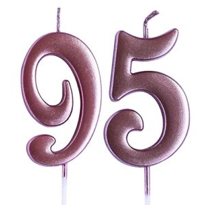 rose 96th birthday candle, number 95 years old candles cake topper, woman or man party decorations, supplies