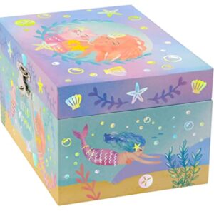 Jewelkeeper Girl's Musical Rainbow Mermaid Jewelry Box, Gold Foil Design, Over the Waves Tune - Musical Jewelry Box