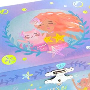 Jewelkeeper Girl's Musical Rainbow Mermaid Jewelry Box, Gold Foil Design, Over the Waves Tune - Musical Jewelry Box