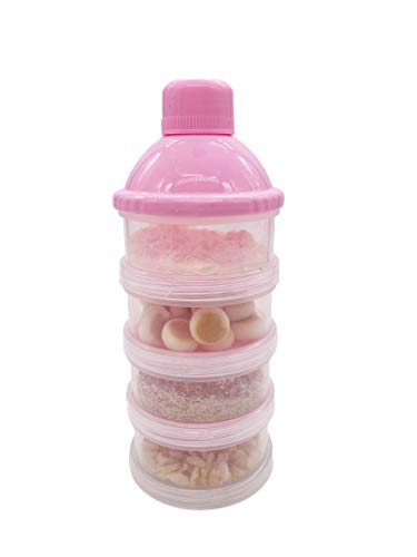 Goldenvalueable Non-Spill Milk Powder Dispenser/Storage Container, Pink (2pcs)- 5 Compartments