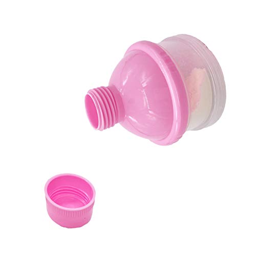 Goldenvalueable Non-Spill Milk Powder Dispenser/Storage Container, Pink (2pcs)- 5 Compartments