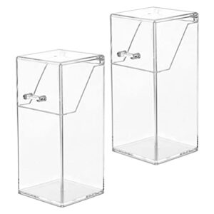 housoutil 2pcs acrylic makeup brush holder organizer with lid, clear makeup organizer, cosmetic brush storage organizer pen holder for bathroom, dresser, vanity and countertop