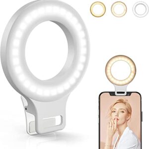 Clip on Ring Light, Kimwood Rechargeable 60 LED Selfie Ring Light for Phone, Laptop, Tablet ( 3 Models, 5 Level Brightness)