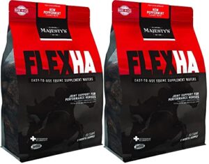 majesty's flex ha wafers - superior performance horse/equine joint support supplement - ha, vitamin c, yucca, glucosamine (peppermint, 2 pack(120 count total))