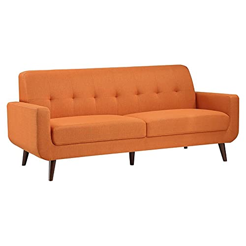 Lexicon Fitch 79" Mid-Century Polyester Fabric Sofa with Tufted Detail in Orange