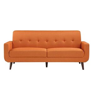 Lexicon Fitch 79" Mid-Century Polyester Fabric Sofa with Tufted Detail in Orange