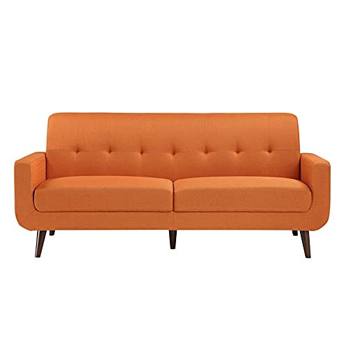 Lexicon Fitch 79" Mid-Century Polyester Fabric Sofa with Tufted Detail in Orange